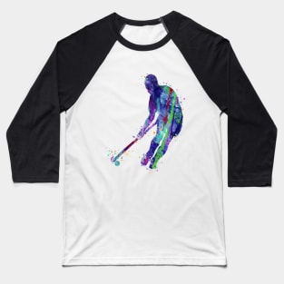 Field Hockey Player Watercolor Baseball T-Shirt